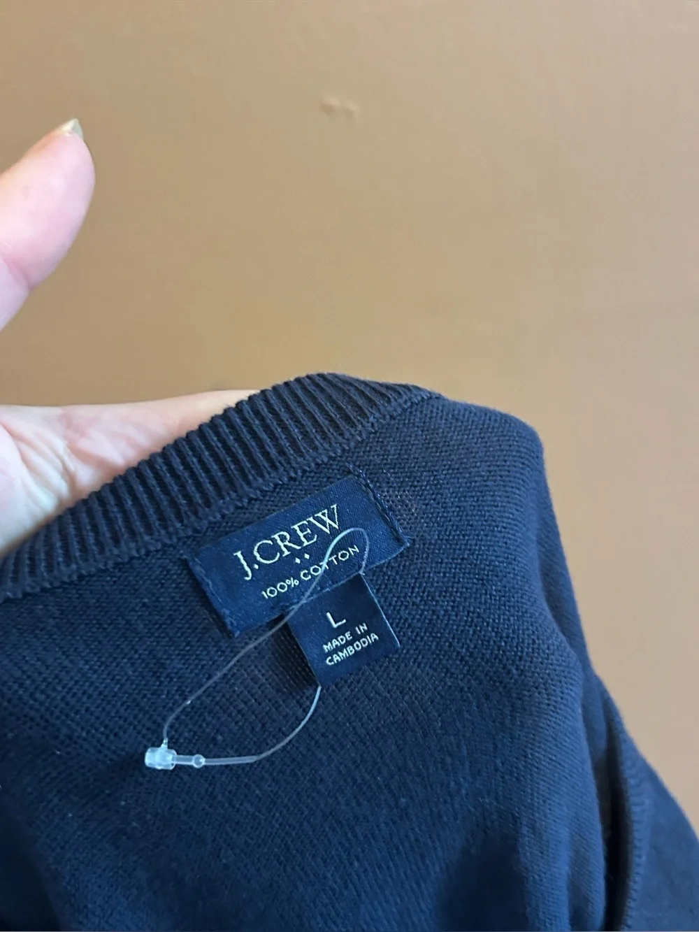 NWOT J. Crew Cotton Crewneck Sweater-Tee Navy Blue Men’s Size Large